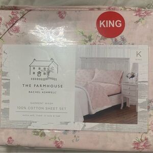 Rachel Ashwell Pink Floral Cotton Sheet Set